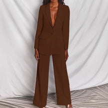 Conjunto Feminino 2 Peças Blazer com Botões e Calça Wide Leg em Alfaiataria Premium Define – Le Vie