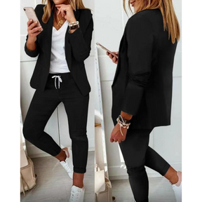 Conjunto Feminino Blazer e Calça Jogger em Alfaiataria Casual