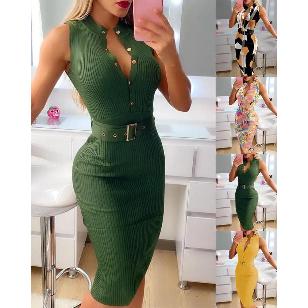 Vestido Estampado com Cinto – Estilo e Conforto para o Seu Dia a Dia