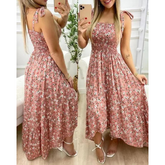 Vestido Longo com Alças Laço e Estampa Floral – Conforto e Charme para Todas as Ocasiões