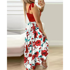 Vestido Longo com Alças Laço e Estampa Floral – Conforto e Charme para Todas as Ocasiões