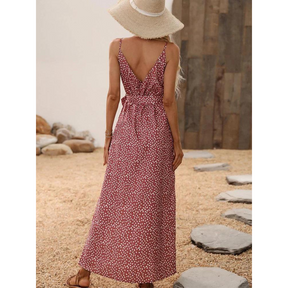 Vestido Longo Feminino com Fenda Frontal Estampa Poá em Tecido Leve – Le Vie