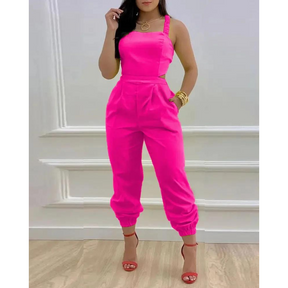 Macacão Feminino Jogger com Alças Largas e Detalhe nas Costas – Estilo Moderno e Conforto em Uma Peça