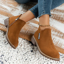 Bota Feminina Casual Cano Baixo com Zíper Lateral em Camurça Sintética Ember Black – Le Vie