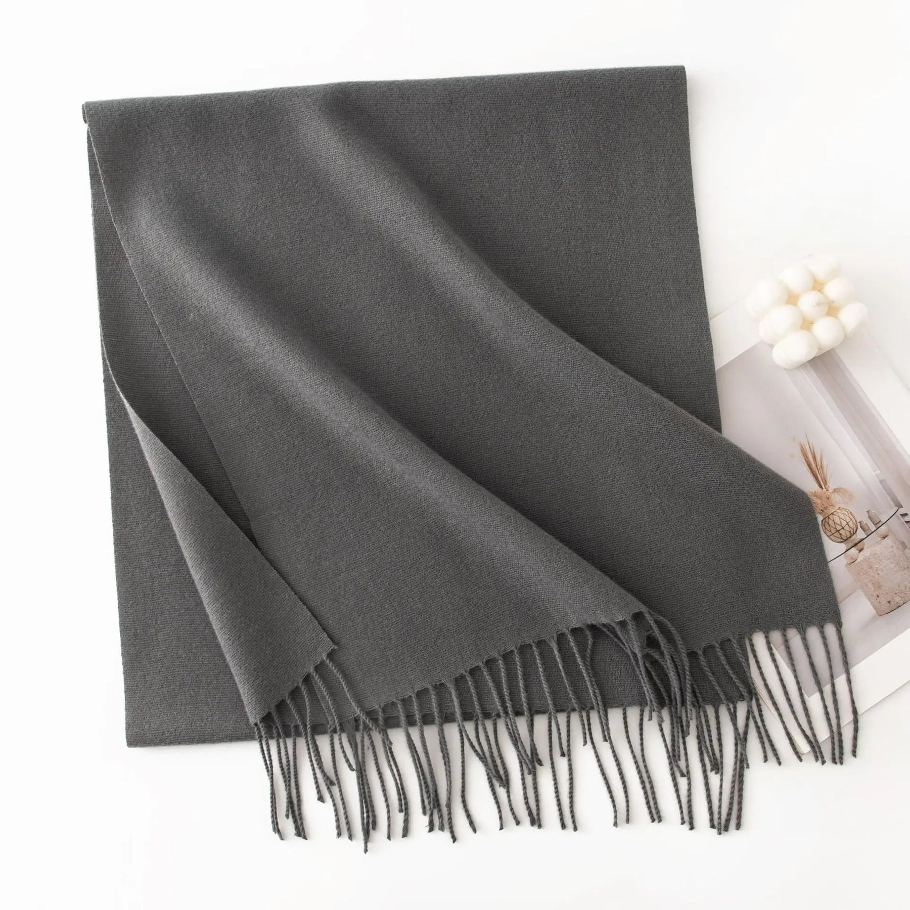 Cachecol Feminino de Inverno em Cashmere Malha com Efeito Xale 40x200cm Cor Sólida Elegante – Le Vie