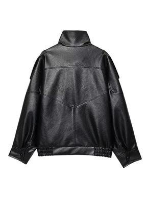 Jaqueta de Couro Feminina Oversized Estilo Motociclista em Pu Premium – Le Vie