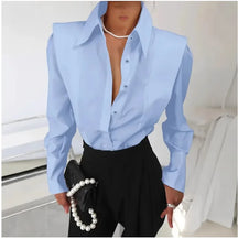 Camisa Feminina Branca Elegante de Manga Longa em Tecido Premium para Todas as Estações e Ocasiões Especiais – Le Vie