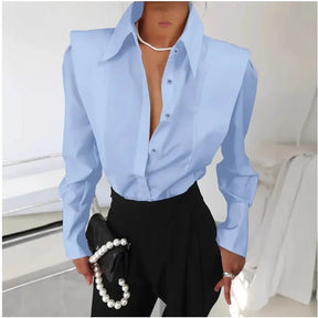 Camisa Feminina Branca Elegante de Manga Longa em Tecido Premium para Todas as Estações e Ocasiões Especiais – Le Vie