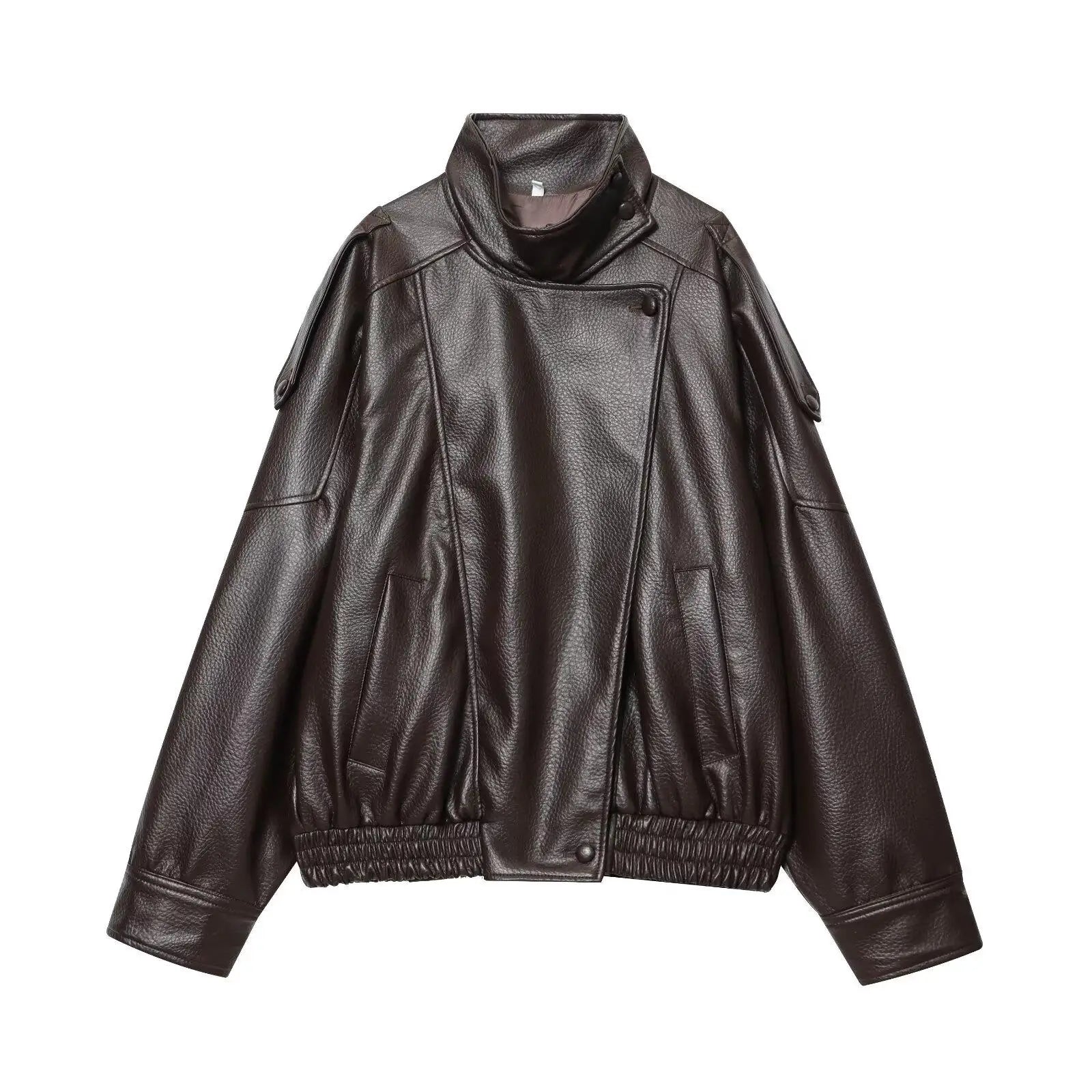 Jaqueta de Couro Feminina Oversized Estilo Motociclista em Pu Premium – Le Vie
