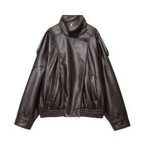 Jaqueta de Couro Feminina Oversized Estilo Motociclista em Pu Premium – Le Vie
