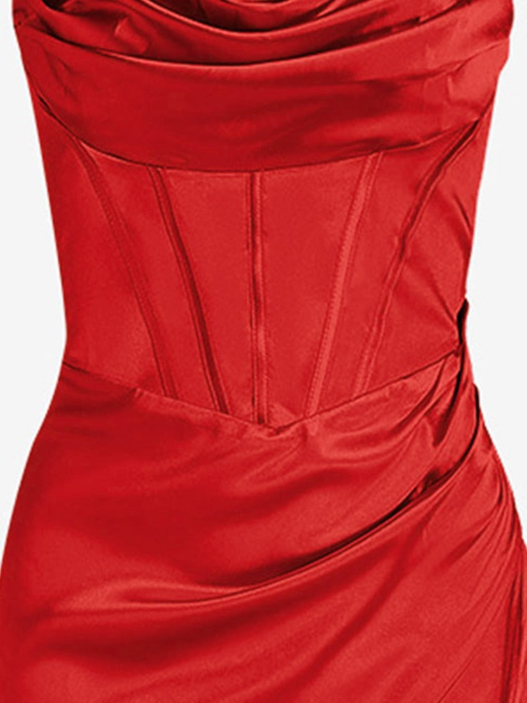 Vestido Longo Fenda Lateral e Decote Draped – Elegância e Sensualidade