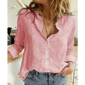 Blusa Feminina Vintage de Manga Longa em Linho e Algodão Premium para Primavera e Outono – Le Vie