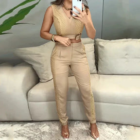 Conjunto Cropped e Calça Alfaiataria Modern Imperial Chic