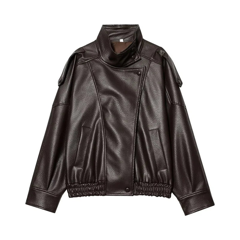 Jaqueta Bomber Feminina de Couro Falso - Blusão Quente para Inverno - Le Vie
