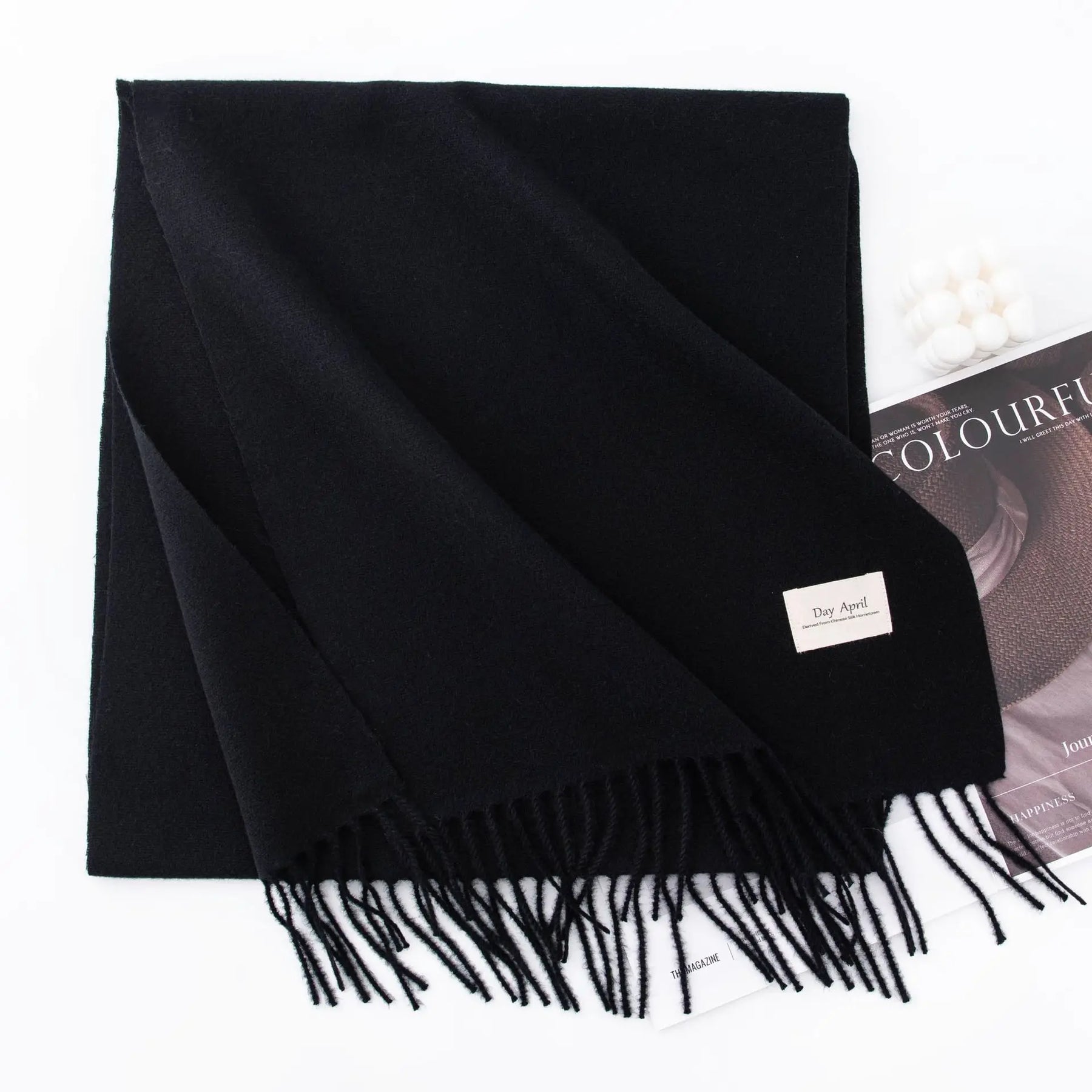 Cachecol Feminino de Inverno em Cashmere Malha com Efeito Xale 40x200cm Cor Sólida Elegante – Le Vie