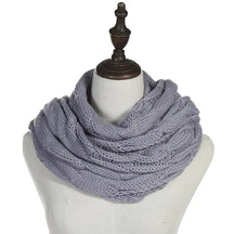 Cachecol Feminino Infinito de Tricô em Lã com Cabo Snood Gola Circular Cor Sólida para Inverno – Le Vie