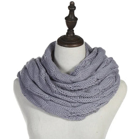 Cachecol Feminino Infinito de Tricô em Lã com Cabo Snood Gola Circular Cor Sólida para Inverno – Le Vie