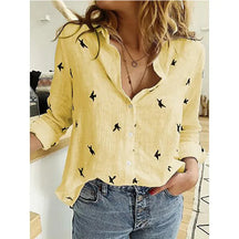 Blusa Feminina Vintage de Manga Longa em Linho e Algodão Premium para Primavera e Outono – Le Vie