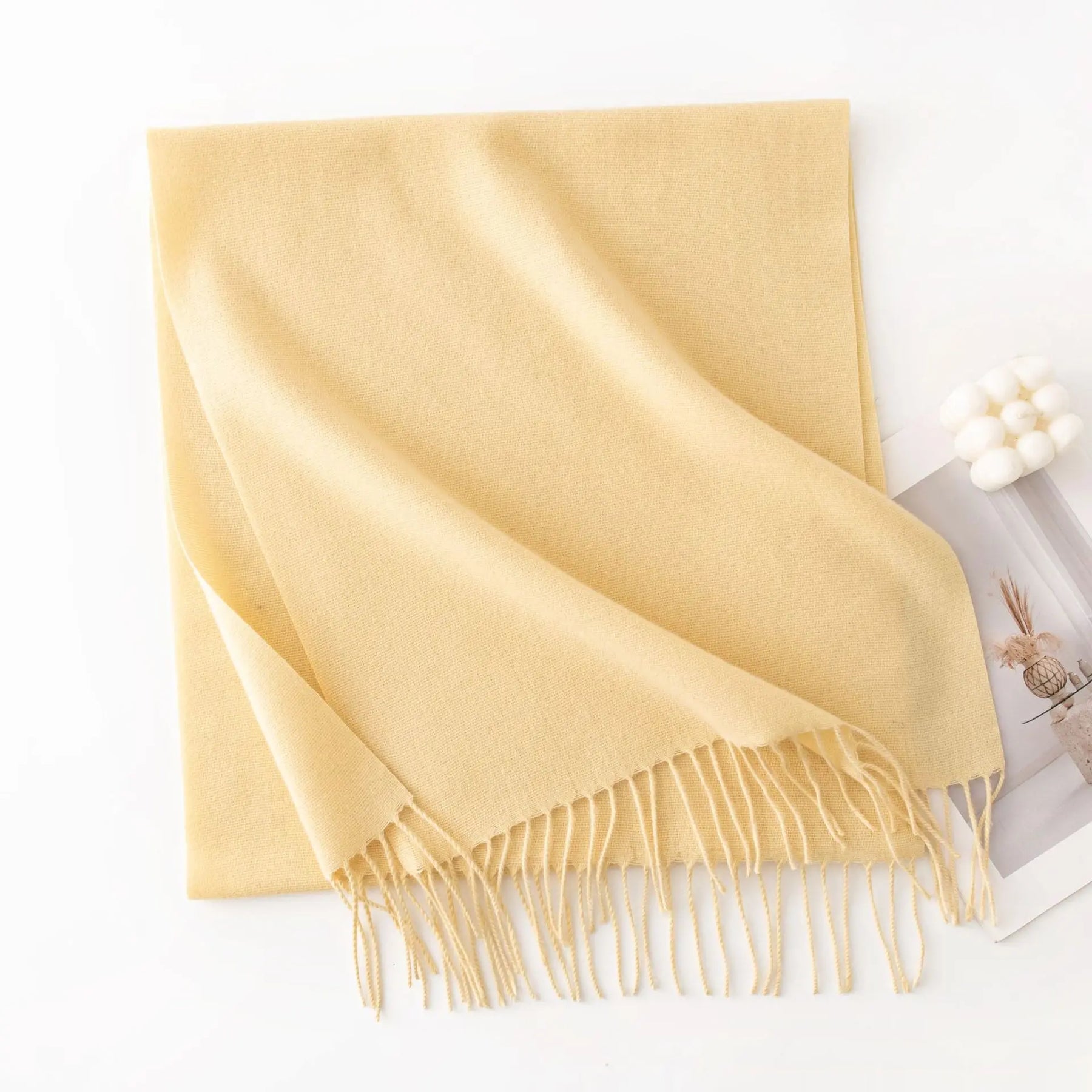 Cachecol Feminino de Inverno em Cashmere Malha com Efeito Xale 40x200cm Cor Sólida Elegante – Le Vie