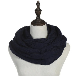 Cachecol Feminino Infinito de Tricô em Lã com Cabo Snood Gola Circular Cor Sólida para Inverno – Le Vie