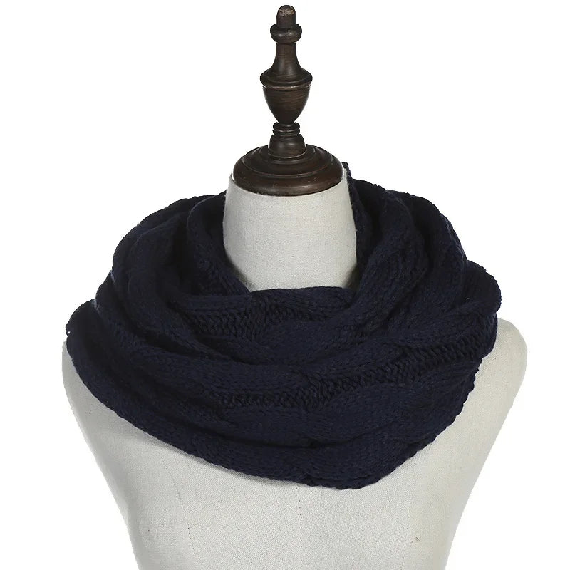 Cachecol Feminino Infinito de Tricô em Lã com Cabo Snood Gola Circular Cor Sólida para Inverno – Le Vie