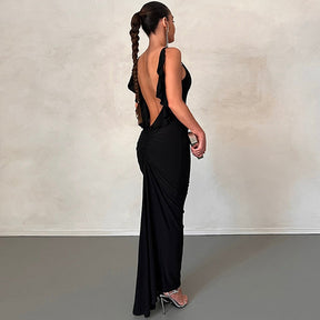 Vestido Longo Justo com Decote Fino e Caimento Elegante – Modernidade e Estilo