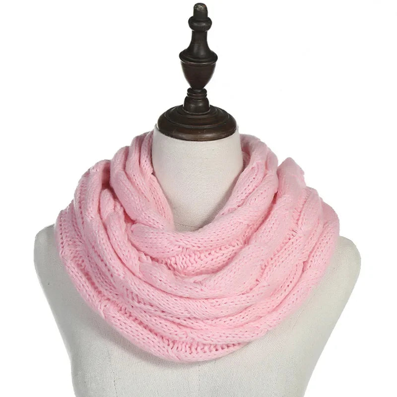 Cachecol Feminino Infinito de Tricô em Lã com Cabo Snood Gola Circular Cor Sólida para Inverno – Le Vie