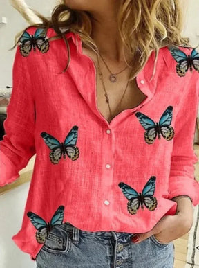 Blusa Feminina Vintage de Manga Longa em Linho e Algodão Premium para Primavera e Outono – Le Vie