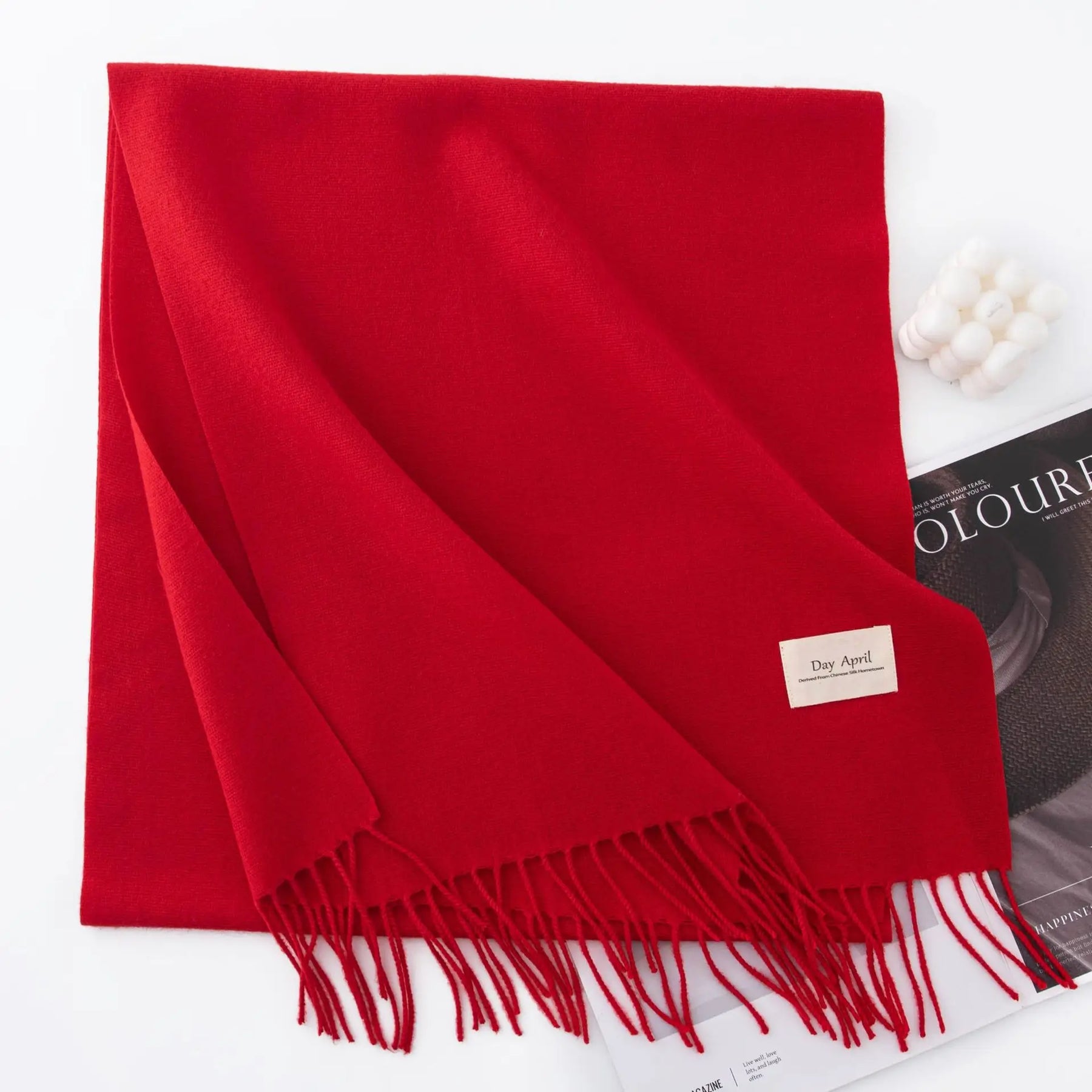 Cachecol Feminino de Inverno em Cashmere Malha com Efeito Xale 40x200cm Cor Sólida Elegante – Le Vie
