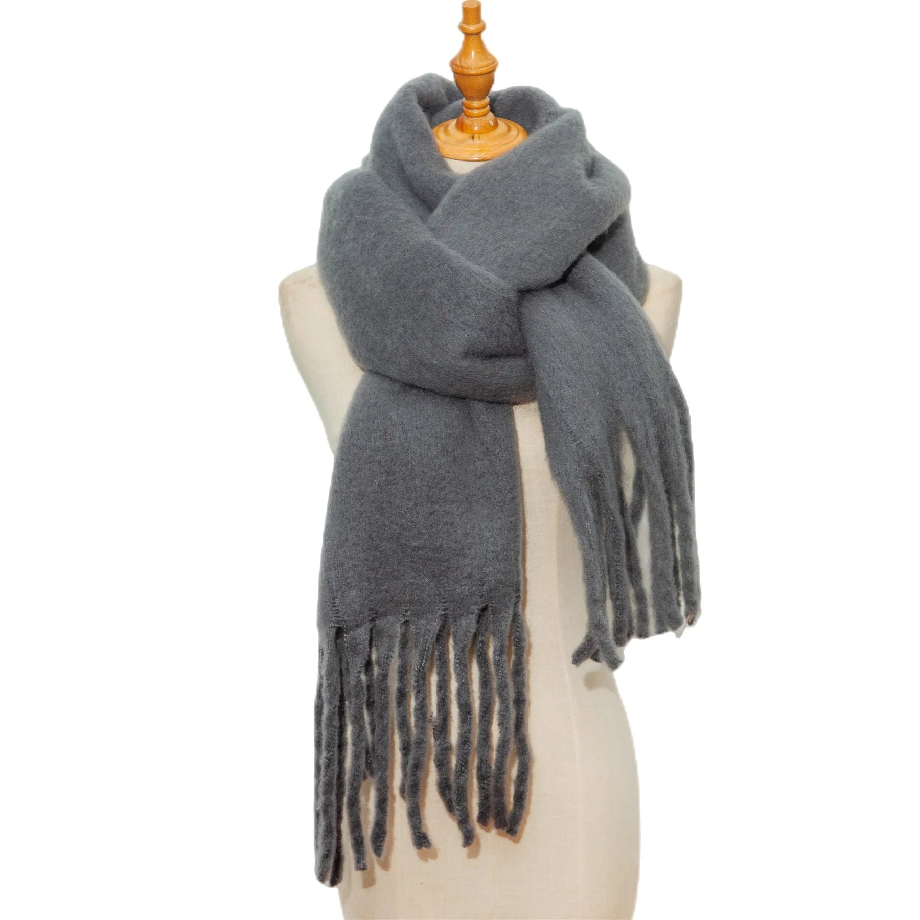 Lenço Feminino de Luxo em Caxemira Engrossada com Borlas Clássico Xale Macio para Outono e Inverno – Le Vie