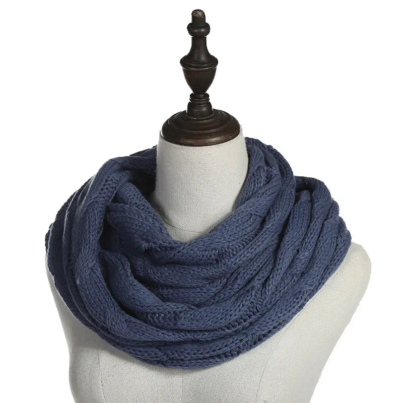 Cachecol Feminino Infinito de Tricô em Lã com Cabo Snood Gola Circular Cor Sólida para Inverno – Le Vie