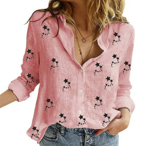 Blusa Feminina Vintage de Manga Longa em Linho e Algodão Premium para Primavera e Outono – Le Vie