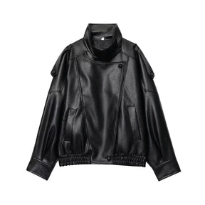 Jaqueta de Couro Feminina Oversized Estilo Motociclista em Pu Premium – Le Vie