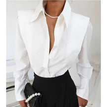 Camisa Feminina Branca Elegante de Manga Longa em Tecido Premium para Todas as Estações e Ocasiões Especiais – Le Vie