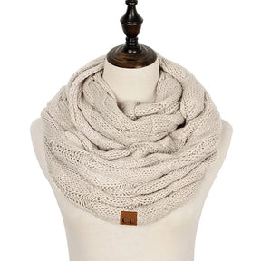 Cachecol Feminino Infinito de Tricô em Lã com Cabo Snood Gola Circular Cor Sólida para Inverno – Le Vie