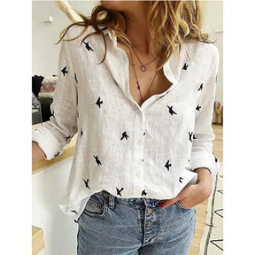 Blusa Feminina Vintage de Manga Longa em Linho e Algodão Premium para Primavera e Outono – Le Vie