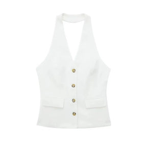 Conjunto Feminino Alfaiataria Colete Blazer Sem Mangas e Calça Pantalona em Tecido Premium – Le Vie