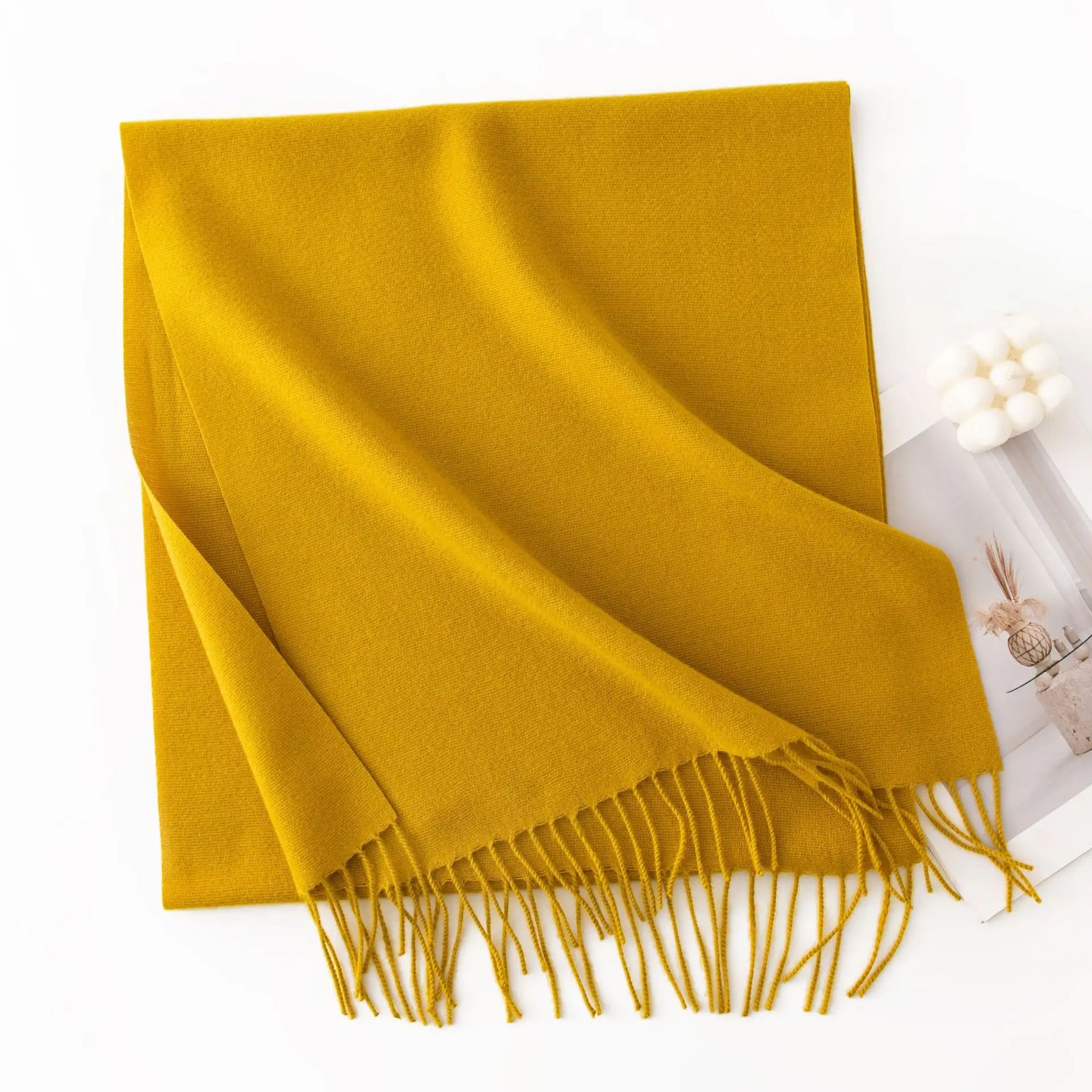 Cachecol Feminino de Inverno em Cashmere Malha com Efeito Xale 40x200cm Cor Sólida Elegante – Le Vie