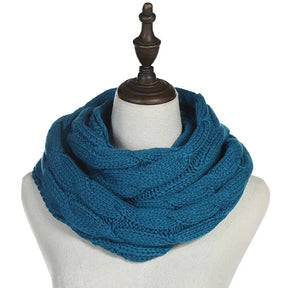 Cachecol Feminino Infinito de Tricô em Lã com Cabo Snood Gola Circular Cor Sólida para Inverno – Le Vie