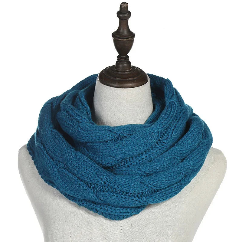 Cachecol Feminino Infinito de Tricô em Lã com Cabo Snood Gola Circular Cor Sólida para Inverno – Le Vie