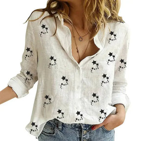 Blusa Feminina Vintage de Manga Longa em Linho e Algodão Premium para Primavera e Outono – Le Vie