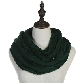 Cachecol Feminino Infinito de Tricô em Lã com Cabo Snood Gola Circular Cor Sólida para Inverno – Le Vie