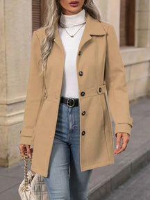 Blazer Feminino de Lã Comprimento Médio com Lapela e Botões Ajustáveis – Outono Inverno Le Vie