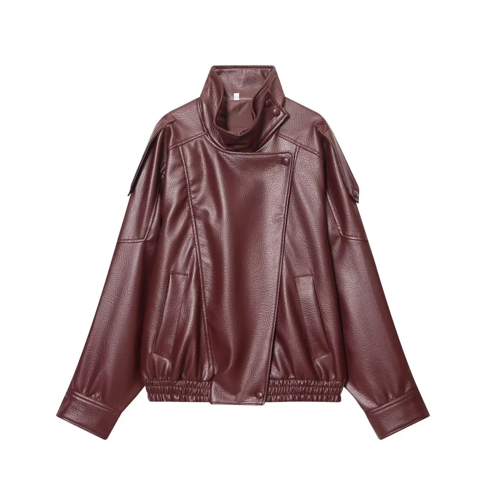 Jaqueta de Couro Feminina Oversized Estilo Motociclista em Pu Premium – Le Vie