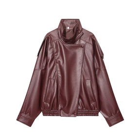 Jaqueta de Couro Feminina Oversized Estilo Motociclista em Pu Premium – Le Vie