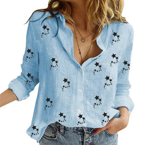 Blusa Feminina Vintage de Manga Longa em Linho e Algodão Premium para Primavera e Outono – Le Vie