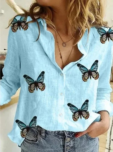 Blusa Feminina Vintage de Manga Longa em Linho e Algodão Premium para Primavera e Outono – Le Vie