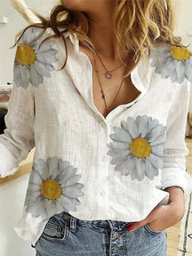 Blusa Feminina Vintage de Manga Longa em Linho e Algodão Premium para Primavera e Outono – Le Vie