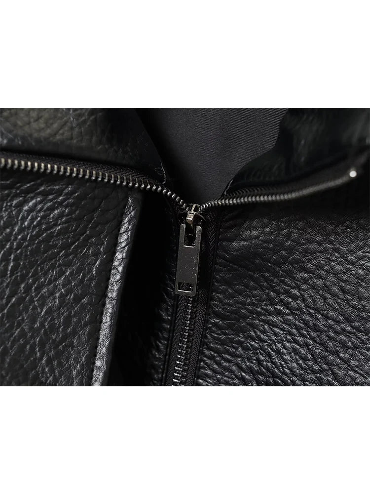 Jaqueta de Couro Feminina Oversized Estilo Motociclista em Pu Premium – Le Vie