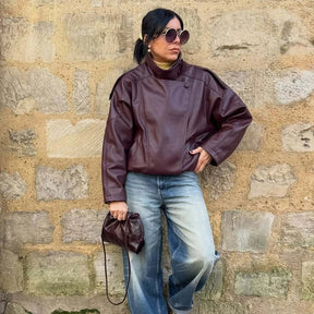 Jaqueta Bomber Feminina de Couro Falso - Blusão Quente para Inverno - Le Vie